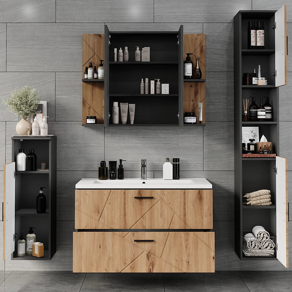 Vicco Set di mobili da bagno Antracite 5 parti