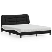 Letto con Materasso Hvar Nero e Bianco 160x200cm Similpelle