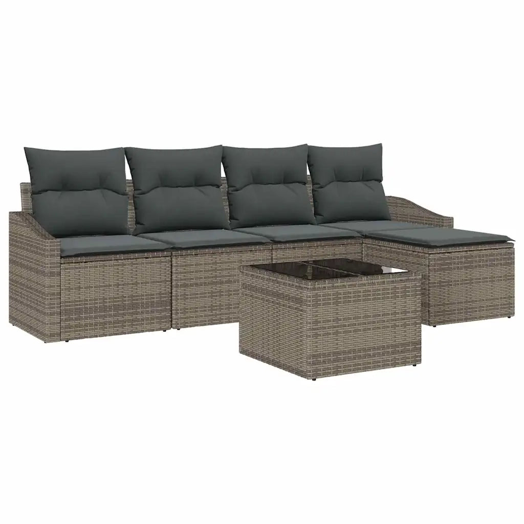 Set di divani con cuscino 6 pcs Grigio chiaro polyrattan 3355358