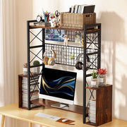 Cassettiere per Ufficio - Sostegno Monitor 3 Livelli - Legno e Metallo