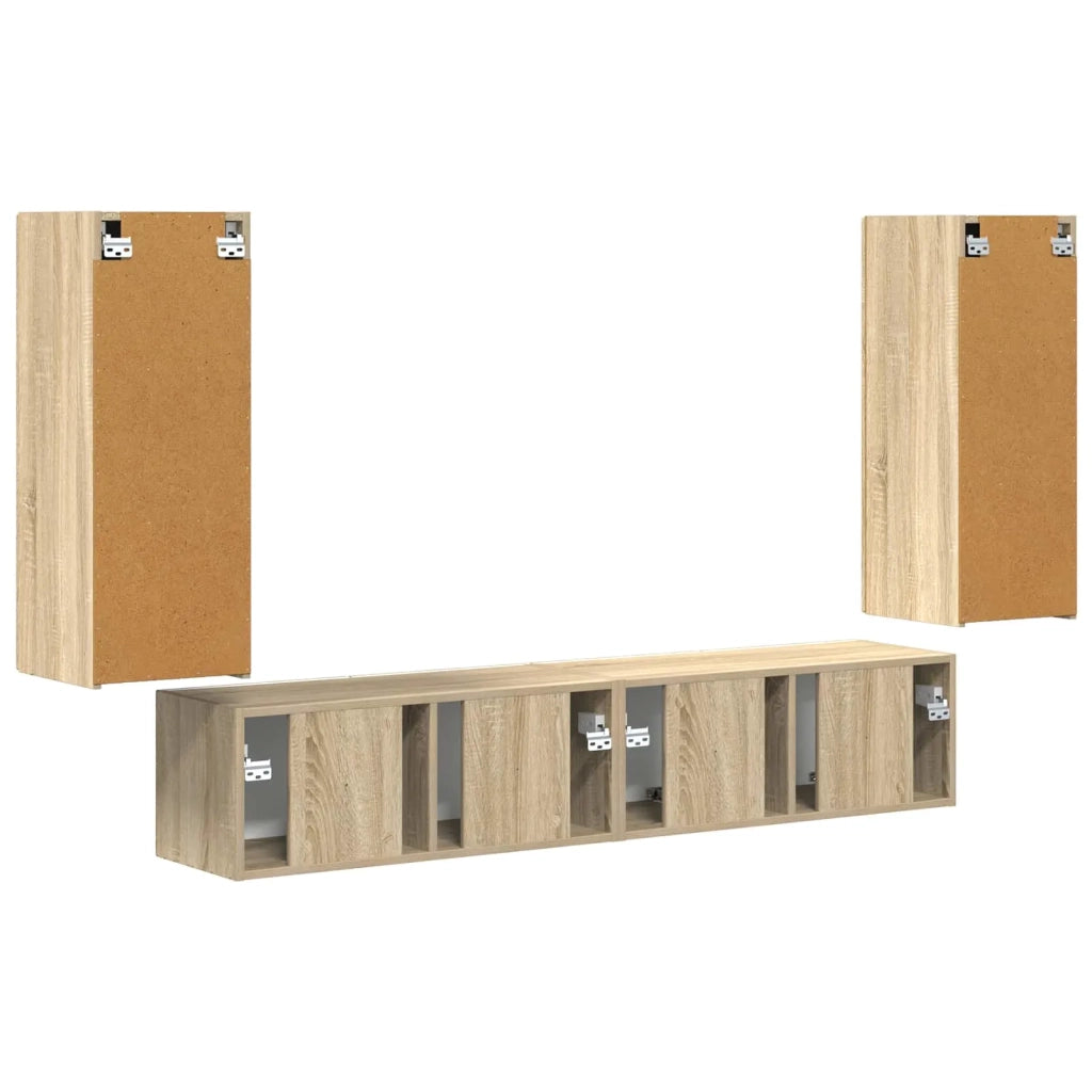 Set di Mobiletto da TV a Parete 4 pz-Credenza per TV sospesa Rovere Sonoma 608434