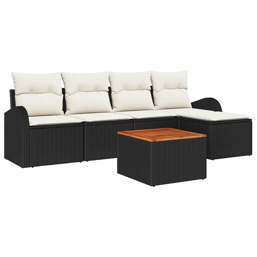 Set Divano da Giardino con cuscino 6 pcs Nero polyrattan 3347565