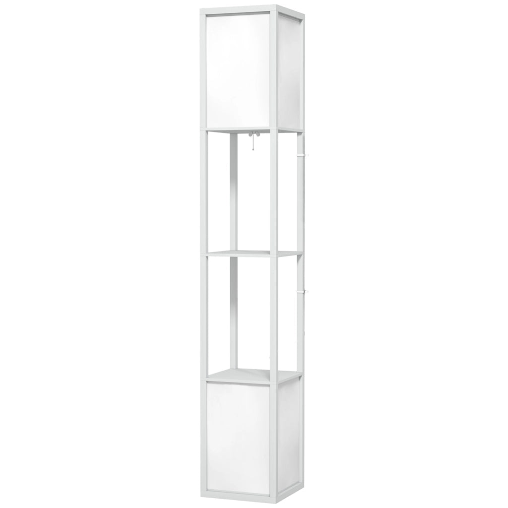 Lampada da Terra con 2 Ripiani ¨C zephmum ¨C Bianco 26x26x156 cm