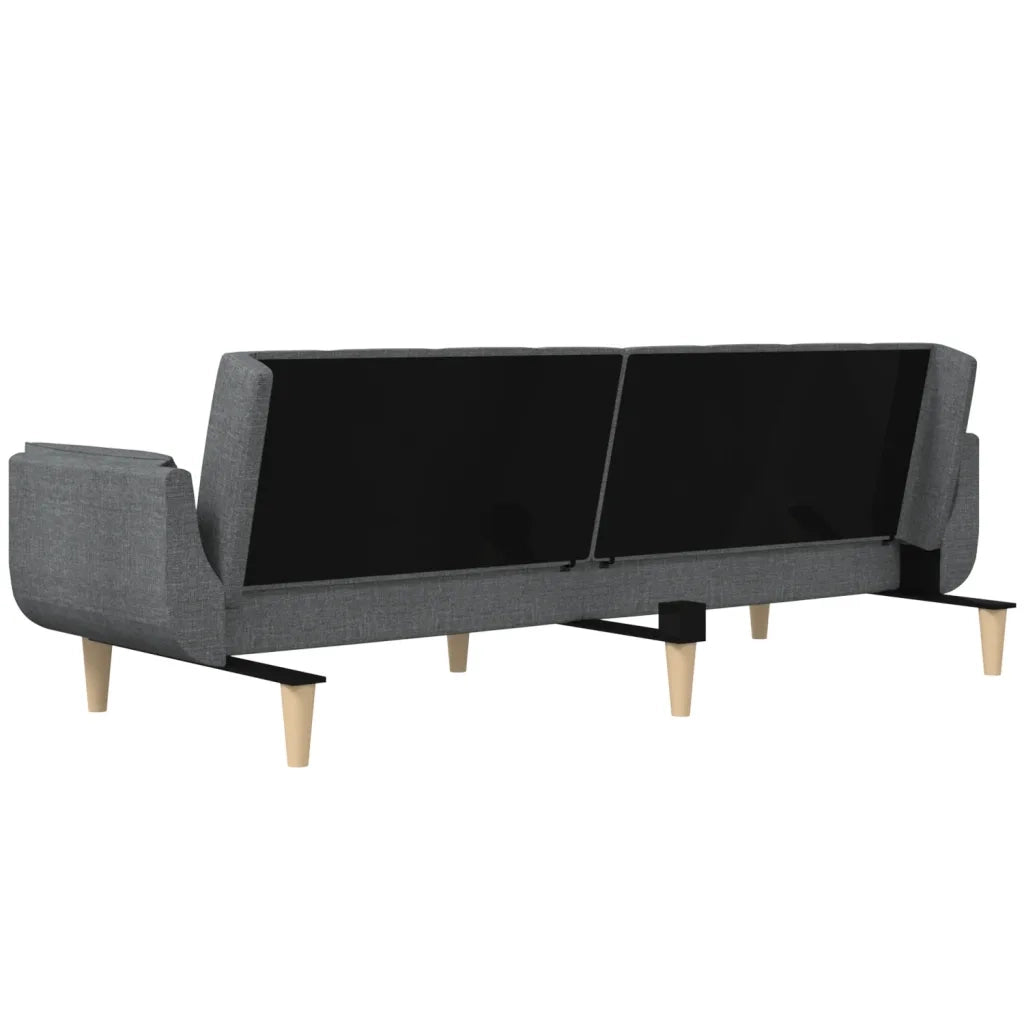 Divano Letto a 2 Posti con 2 Cuscini Grigio Chiaro in Tessuto 375869
