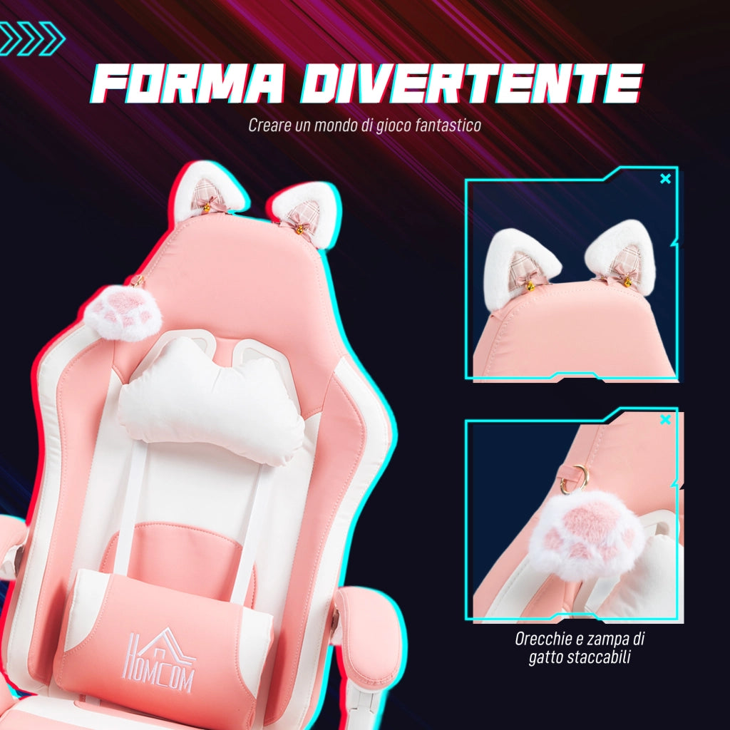 Sedia da Gaming con Schienale e Braccioli ¨C zephmum ¨C Rosa