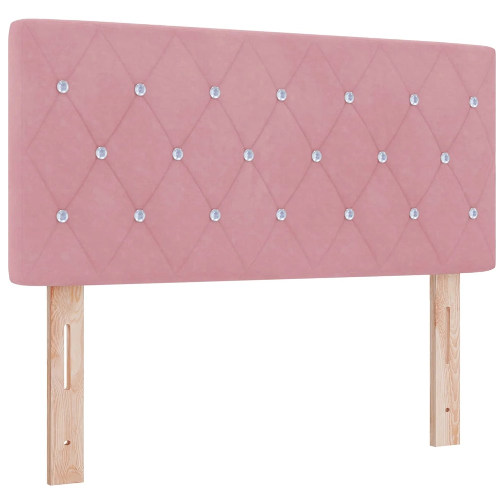Letto con Box Spring, Materasso e LED Rosa 100 x 200 cm Velluto 3452119