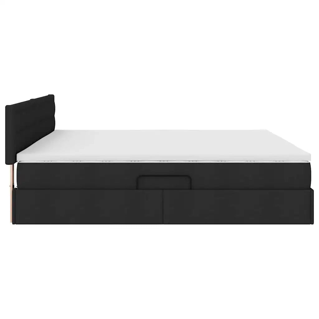 Letto con contenitore e materasso Nero 200 x 200 cm 3370658