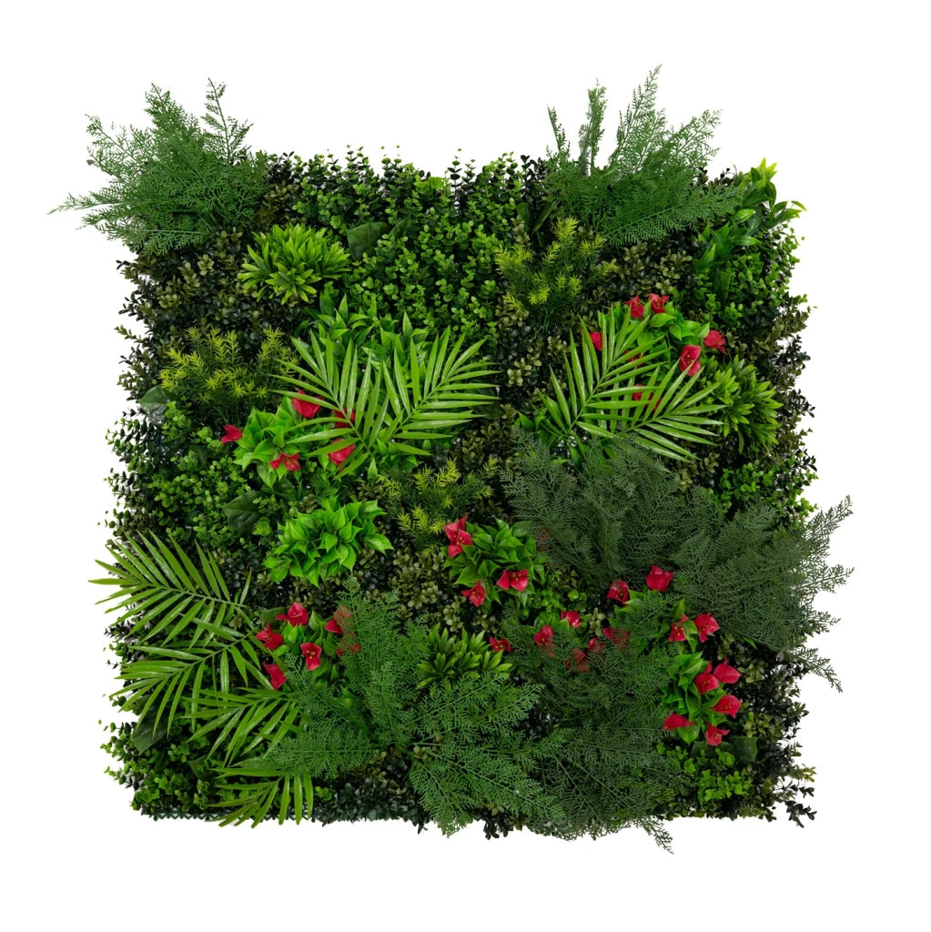 Piastrelle da Parete con Piante Artificiali 1m x 1m Pannello Erba Mira per Giardino e Arredo Casa