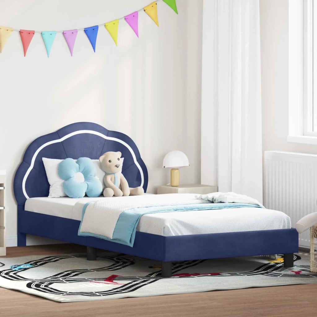 Struttura letto Bambini | Letto Infantile | Lettino con testata Blu Polizia 90 x 190 cm