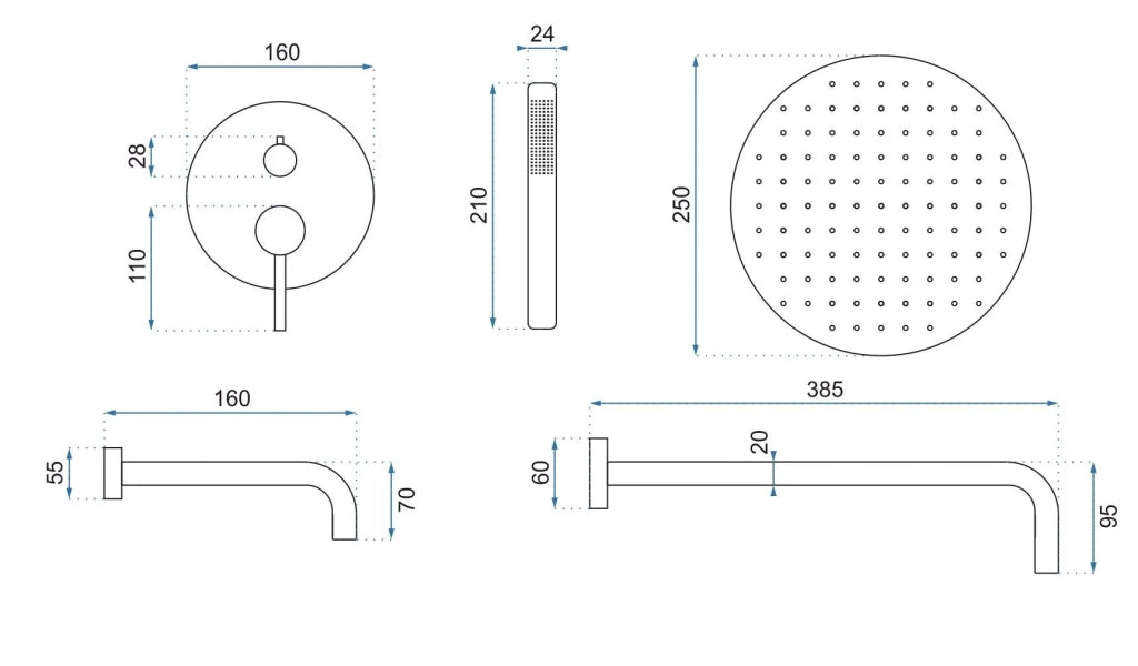 Set Da Vasca-doccia Da Incasso Rea Lungo Copper + Box