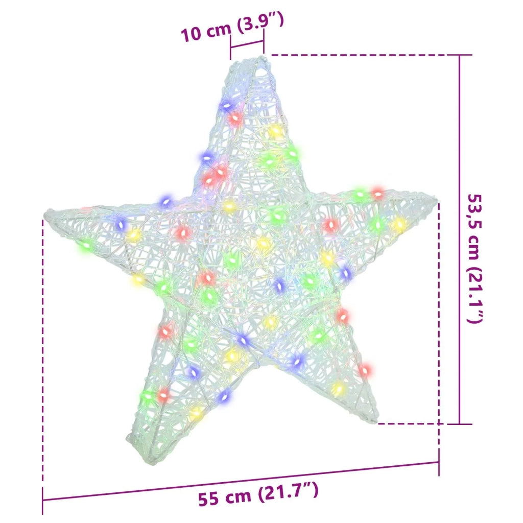 Stella 3D con 50 LED Multicolore 55 x 53.5 x 10 cm Acrilico 42019101