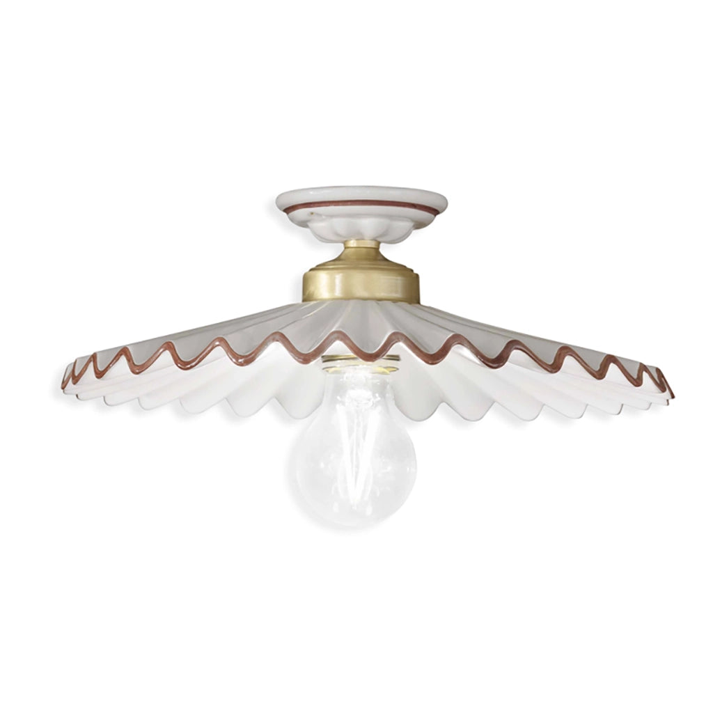 Plafoniera Classica L&aposAquila Ottone E Ceramica Decorato Diam. 41Cm Luce E27