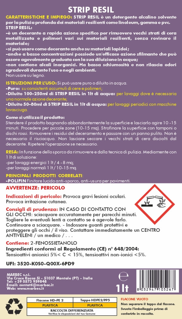 Pulizia linoleum STRIP RESIL   1LT