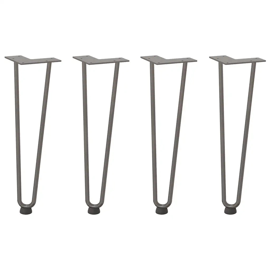 Gambe a forcina per tavolino 4 pz | Piede del tavolo in acciaio naturale 42 cm in acciaio massiccio