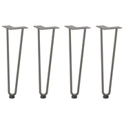 Gambe a forcina per tavolino 4 pz | Piede del tavolo in acciaio naturale 42 cm in acciaio massiccio