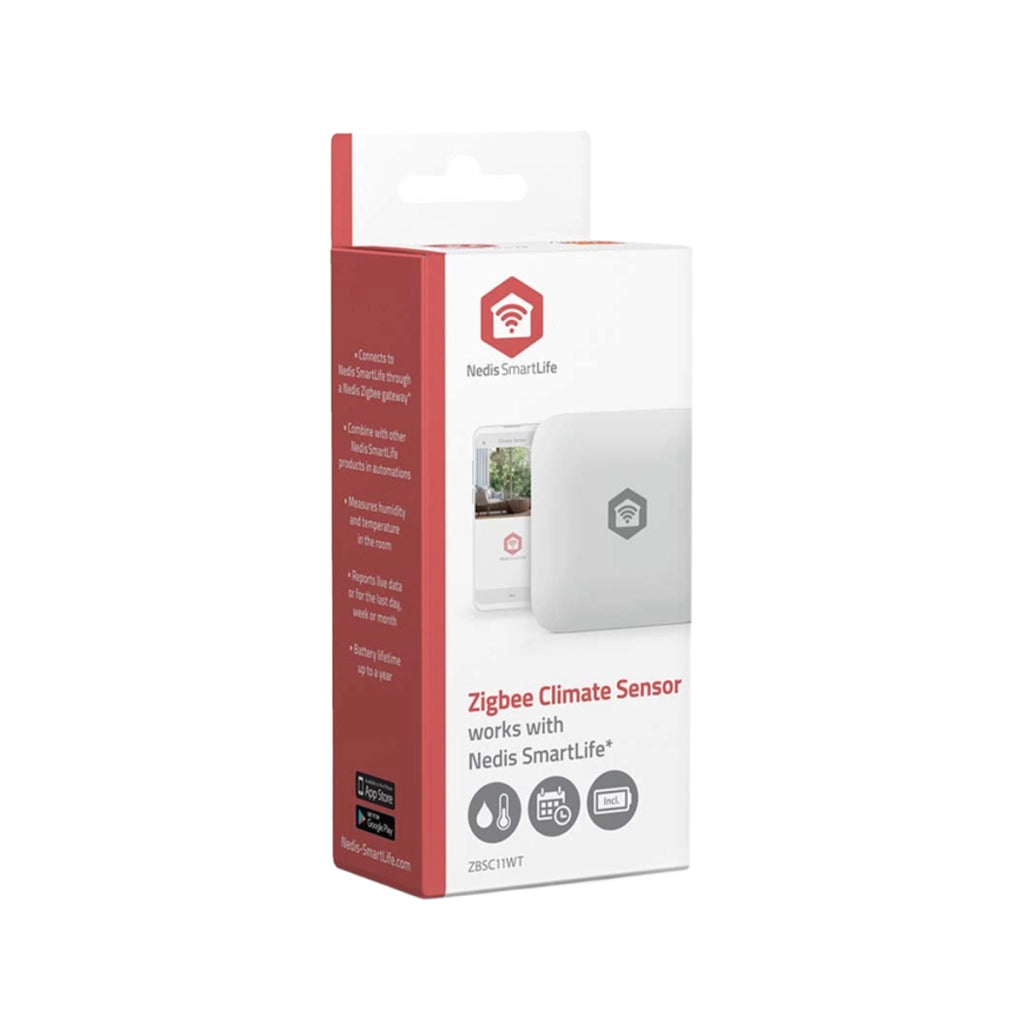 Sensore di Temperatura e Umidità Zigbee 3.0 Compatibile Android e iOS Bianco Nedis