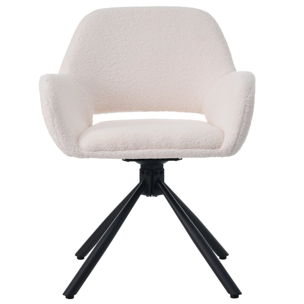 Sedia da pranzo girevole - Zephmum - 2 Pezzi - Bianco - Tessuto Sherpa