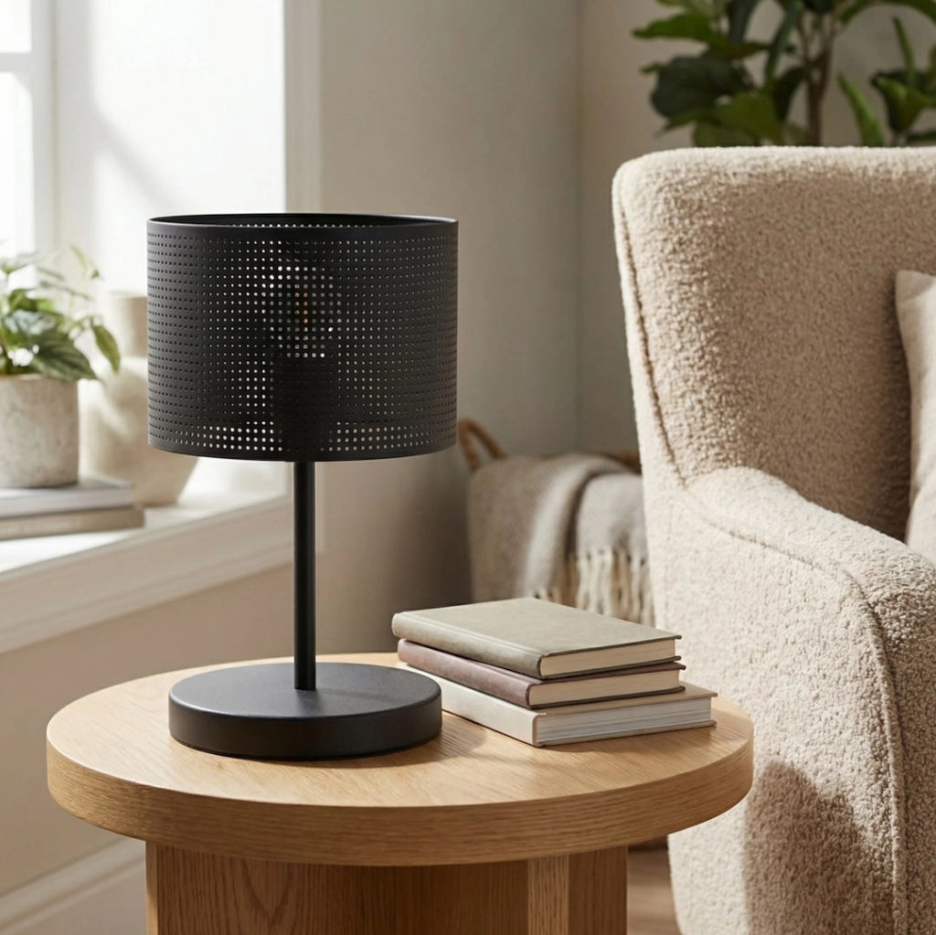 Lampada da tavolo LUX nera cilindrica 1xE27 Emibig