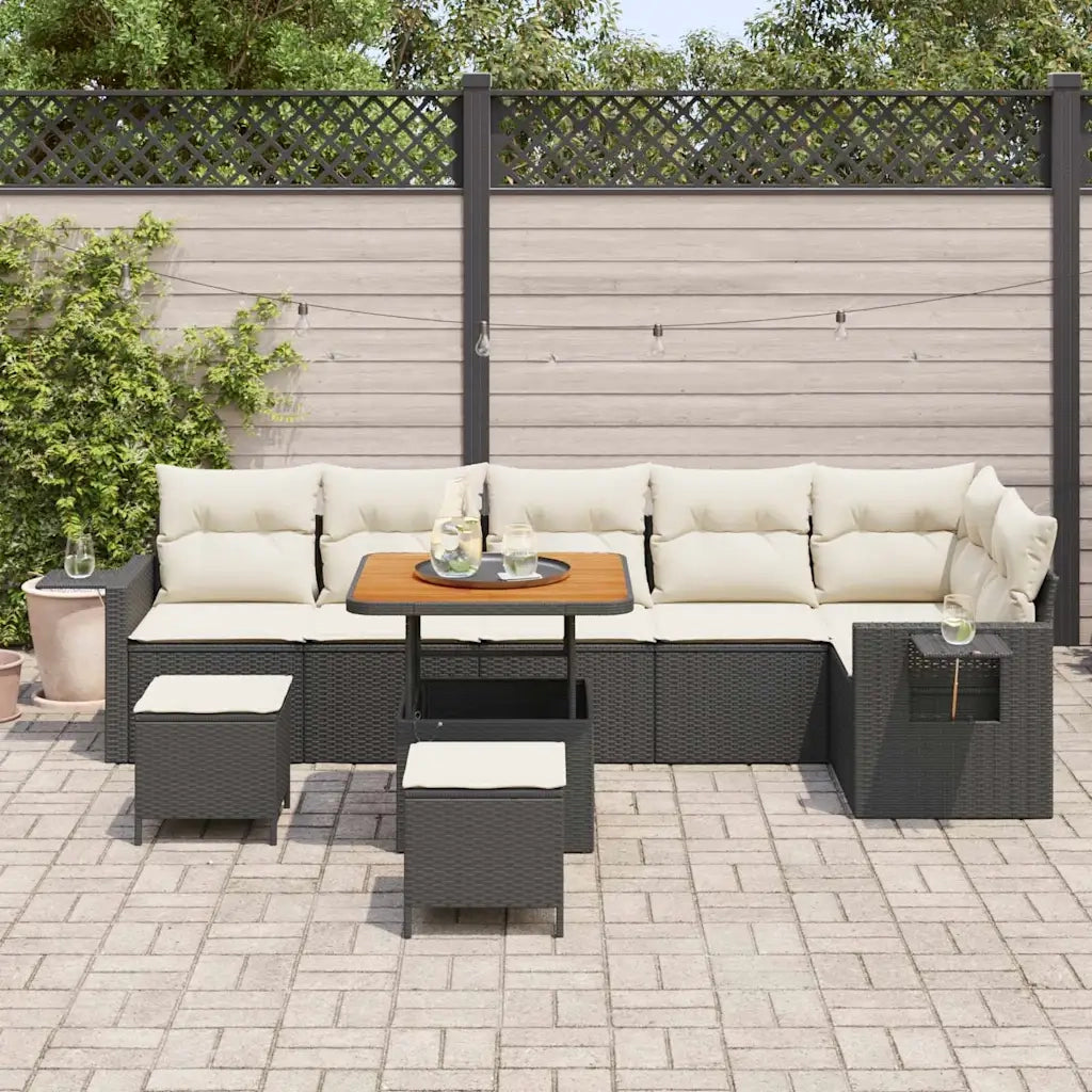 Set Divano da Giardino 9 pcs Nero polyrattan 3361760