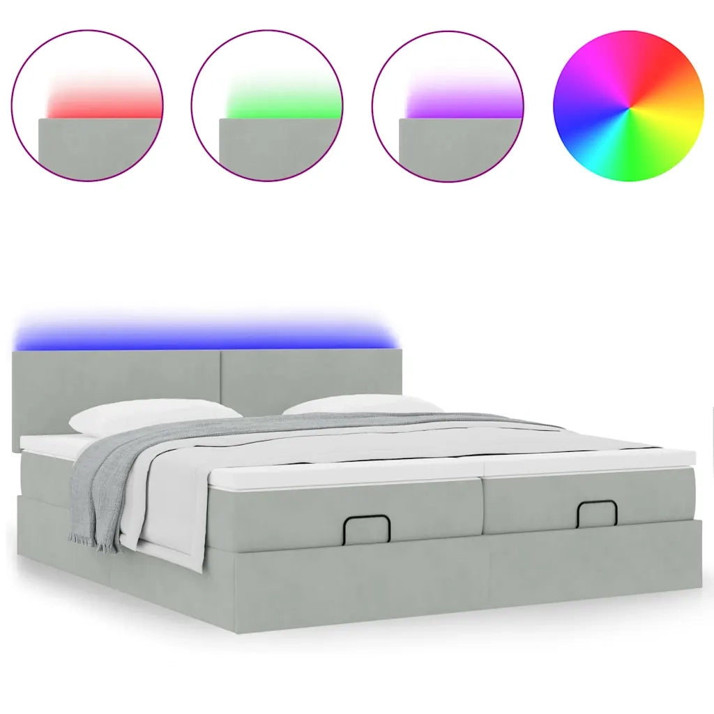 Struttura Letto Pouf con Materassi 160x200 cm in Velluto