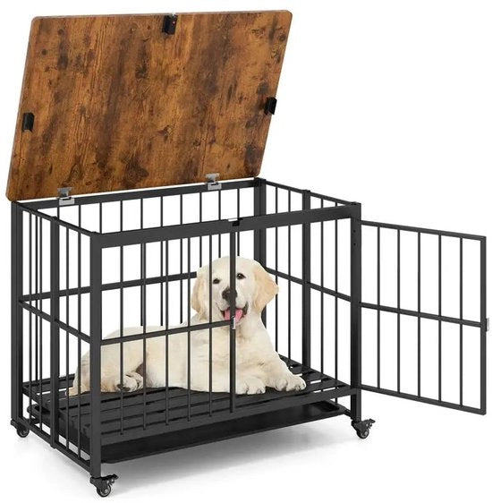 Banco per cani pieghevole con cassetto e porta chiusura