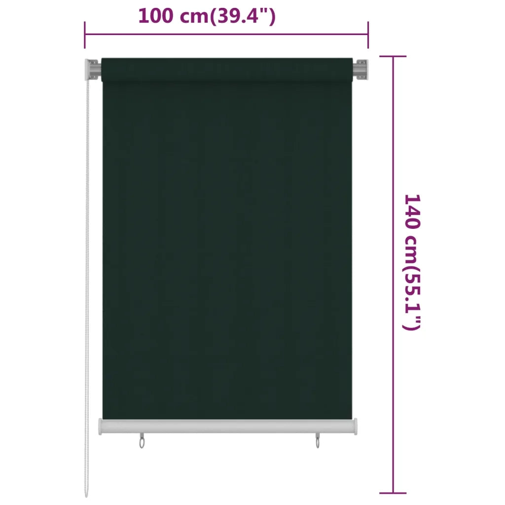 Tenda a Rullo per Esterni 105(L)x140(A) cm Verde scuro HDPE 312811