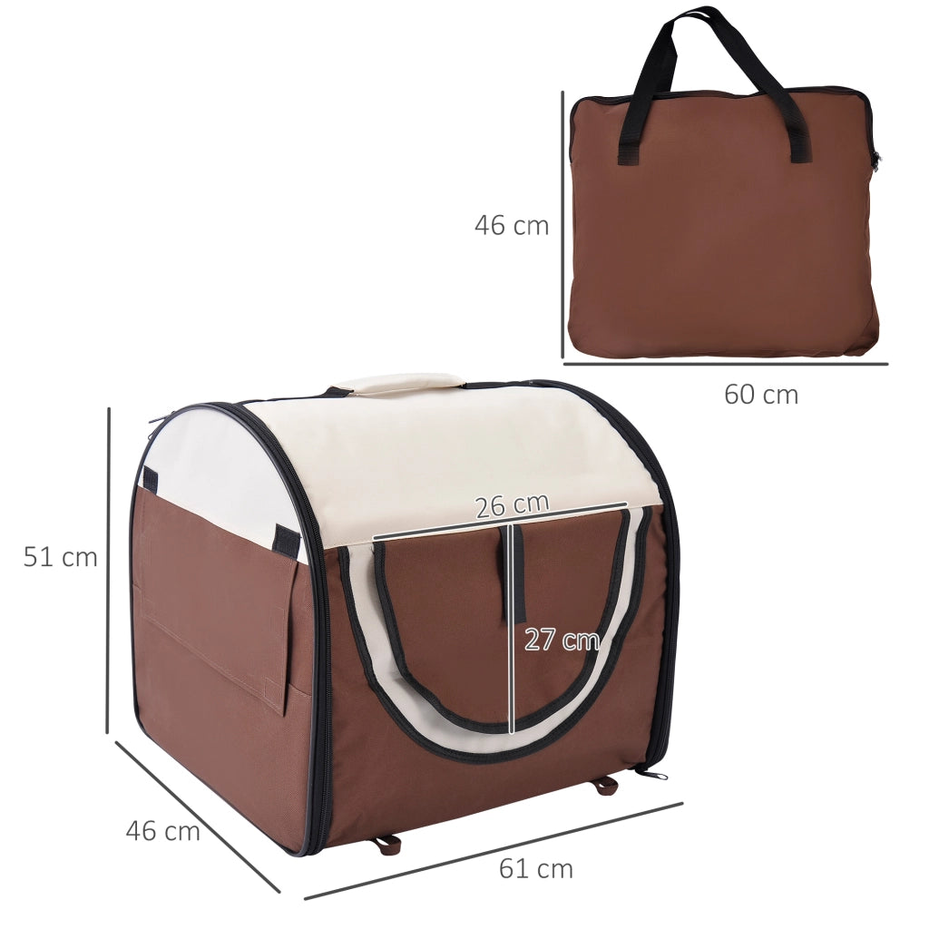 Trasportino per Cani e Gatti Pieghevole e Imbottito 61x46x51cm Caff¨¨