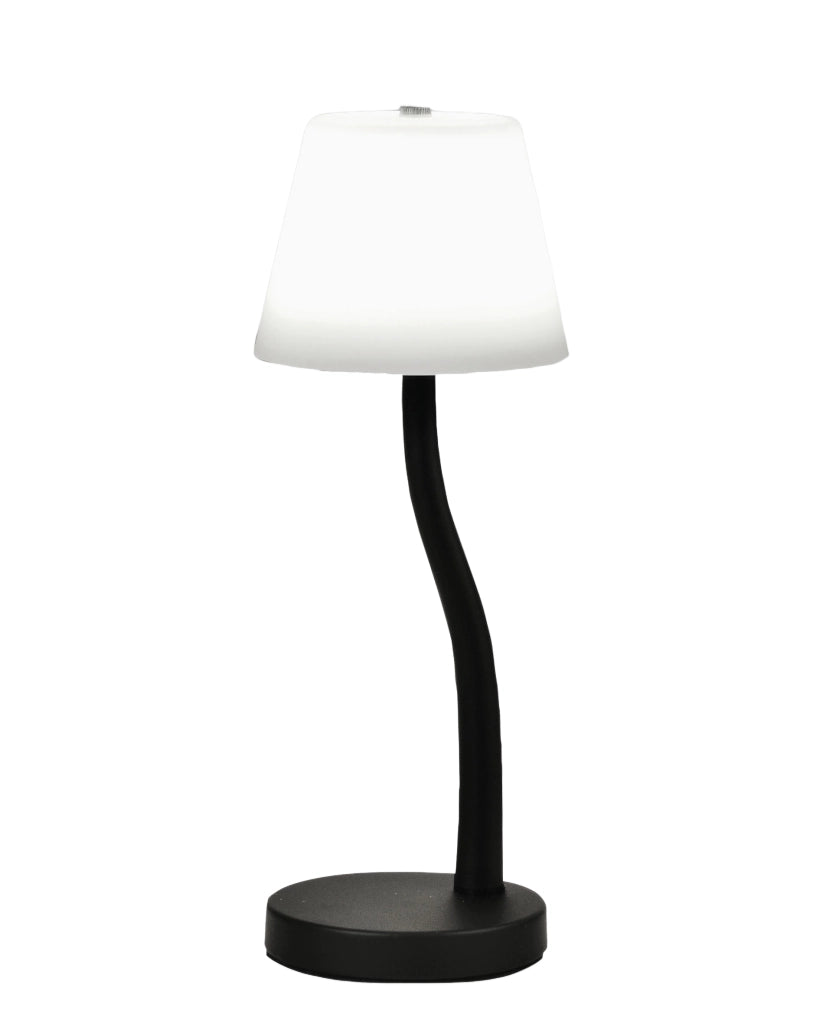 Lampada da Tavolo Ibla LED 9W 750lm 3000K, Dimmerabile al Tocco, Struttura in Metallo e Vetro Soffiato, Colore Nero - Ibla