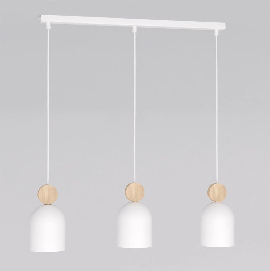 Lampada sospesa MESI bianca 3xGU10 legno Emibig