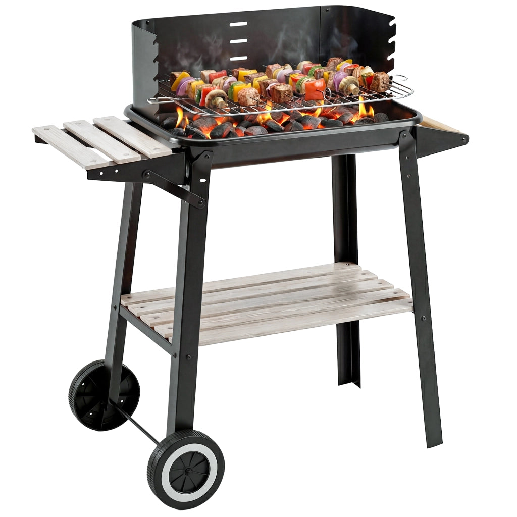 Barbecue a Carbone con Griglia Regolabile ¨C Xylo ¨C Nero 83x37x87cm