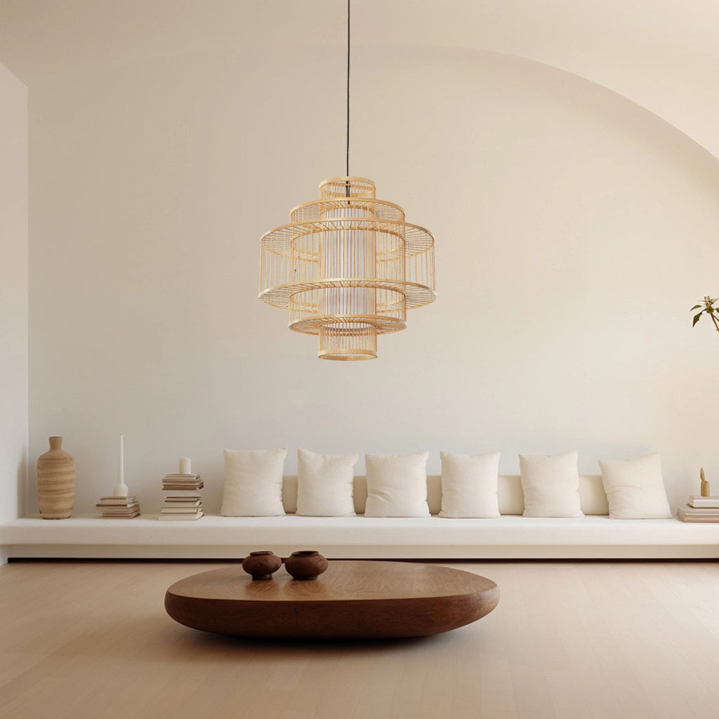 Lampada a sospensione rattan grande E27 15W Stela