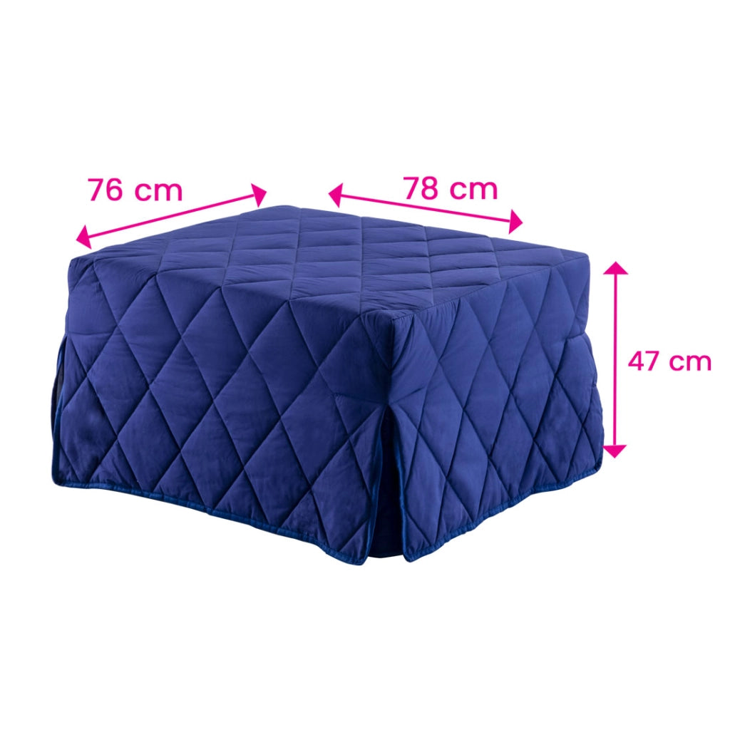 Pouf letto nero che diventa comodo materassino alto 10 per ospiti inattesi. Cubo letto, materassino con rete apribile con dimensione 76x210 x 10 di altezza