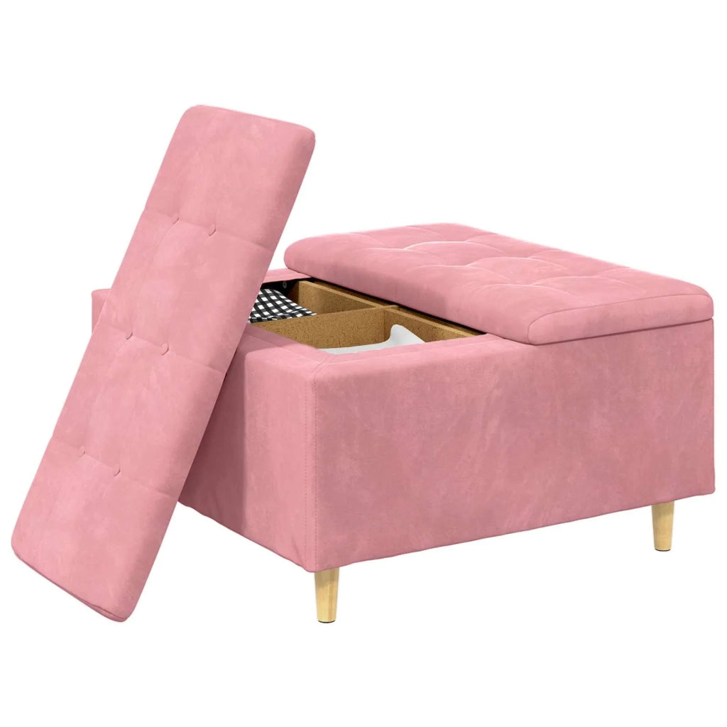 Pouf contenitore con cuscino Rosa 80 x 80 x 45 cm Velluto 876843