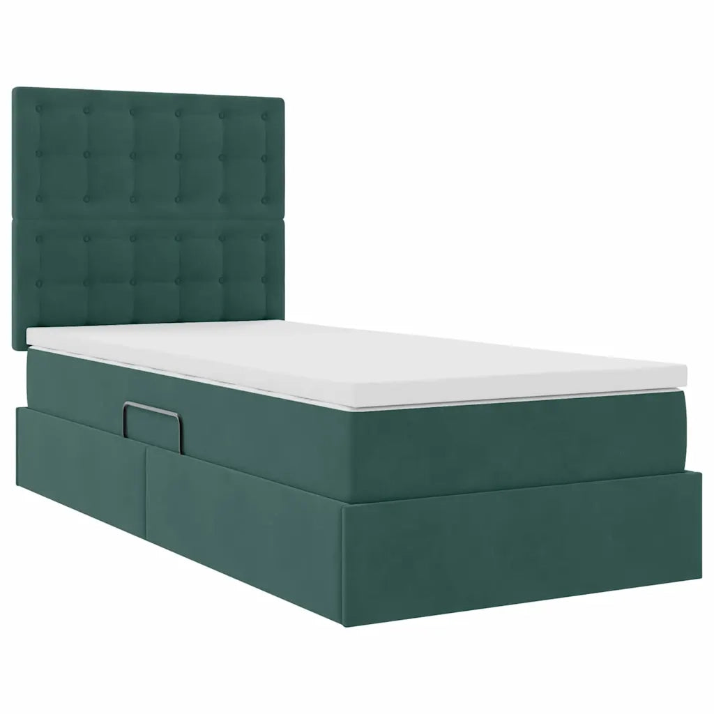 Letto con contenitore e materasso Verde Scuro 90 x 200 cm 3372126