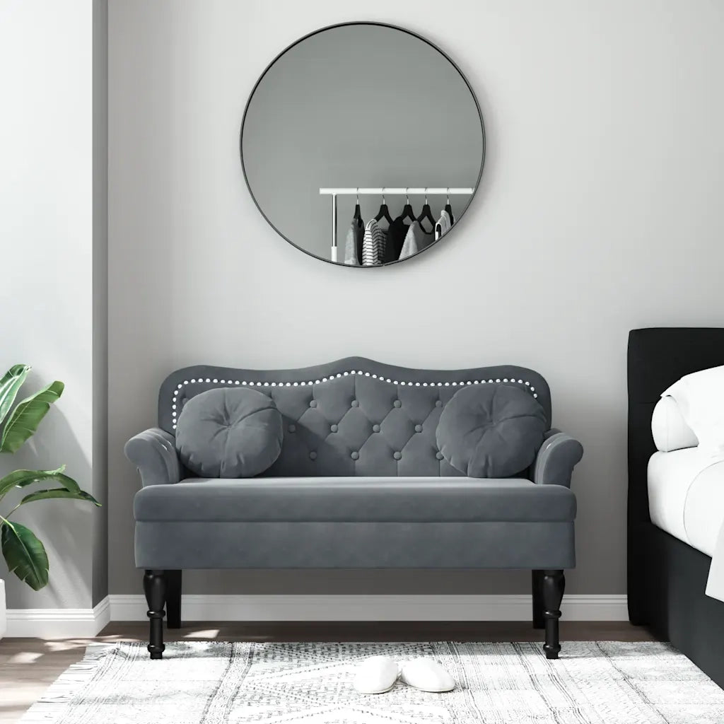Panca con Cuscini-Sgabello-Divano Grigio Scuro 120,5x65x75 cm Velluto
