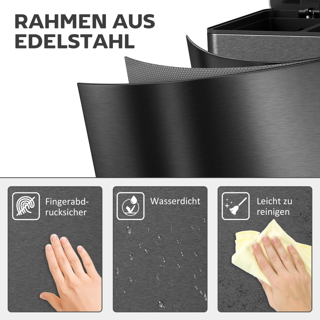 Bidone per rifiuti 3 scomparti 60 litri ¨C zephmum ¨C nero