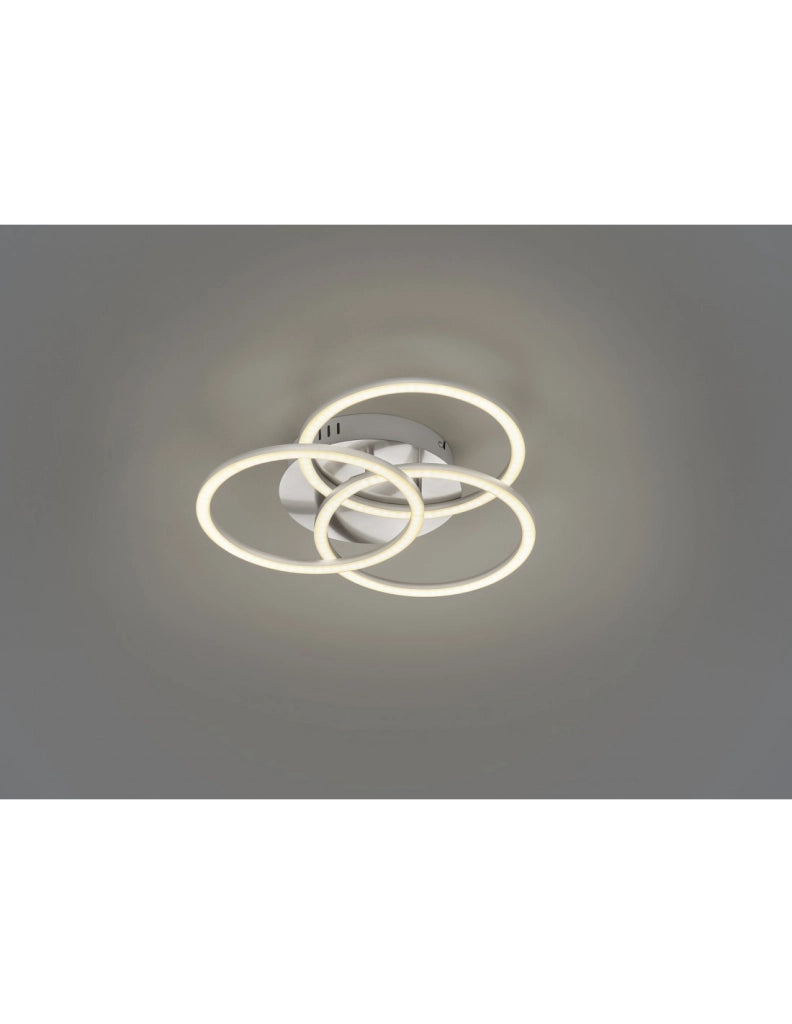 Plafoniera 3 Anelli Orientabili Led Dimmer Circle Nichel Trio Lighting