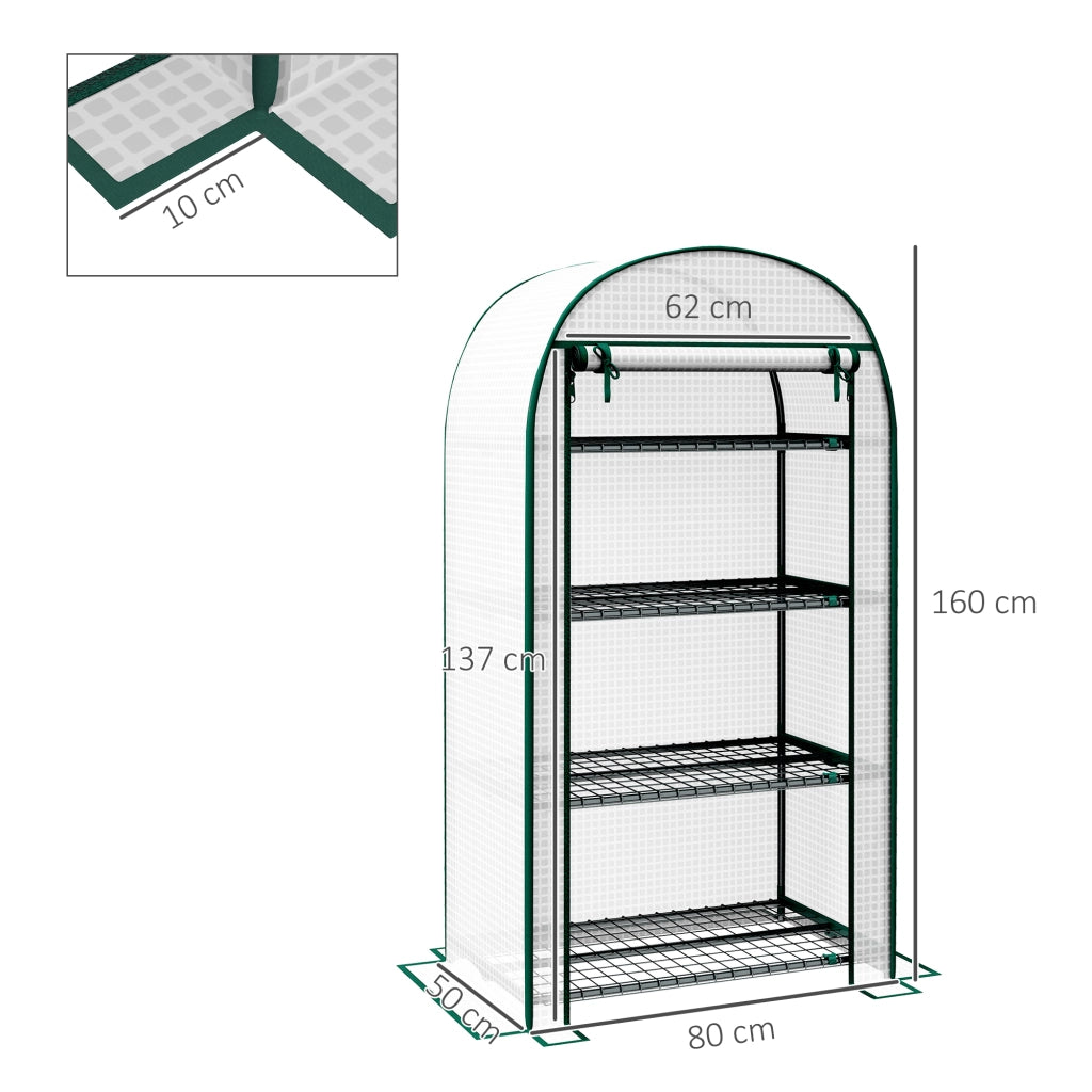 Serra da Giardino e Balcone con Ripiani ¨C zephmum ¨C Bianco 80x50x160 cm