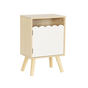 Comodino per bambini decorazione legno 1 anta, bianco