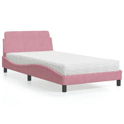 Letto con Materasso Dover Rosa 100x200 cm in Velluto