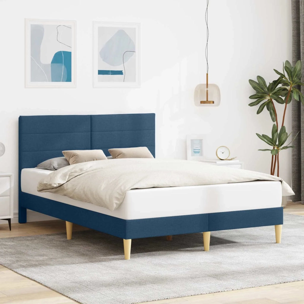 Letto matrimoniale | Letto per adulti | Struttura del letto con testiera Blu 140 x 200 cm Tessuto