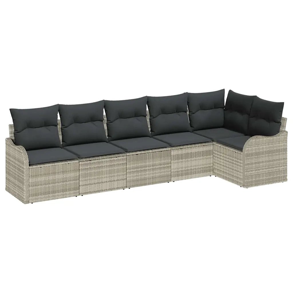 Set Divano da Giardino Grigio chiaro polyrattan