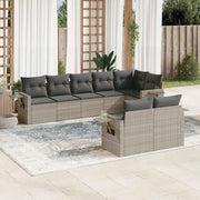 Set Divano da Giardino 8pz con Cuscini Grigio Chiaro Polyrattan