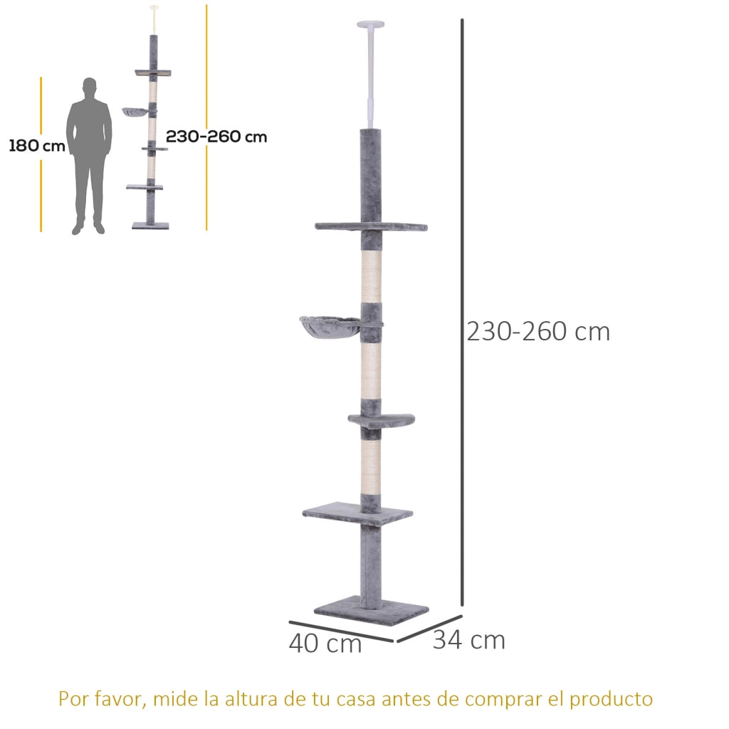 Albero per Gatti ¨C zephmum ¨C Grigio, 230-260 cm