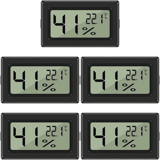 5 pezzi di Termometro e Idrometro digitale mini LCD - Misurazioni precise per casa, ufficio e giardino in vetro