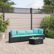 Set Divani da Giardino 5 pz con Cuscini in Polyrattan Nero