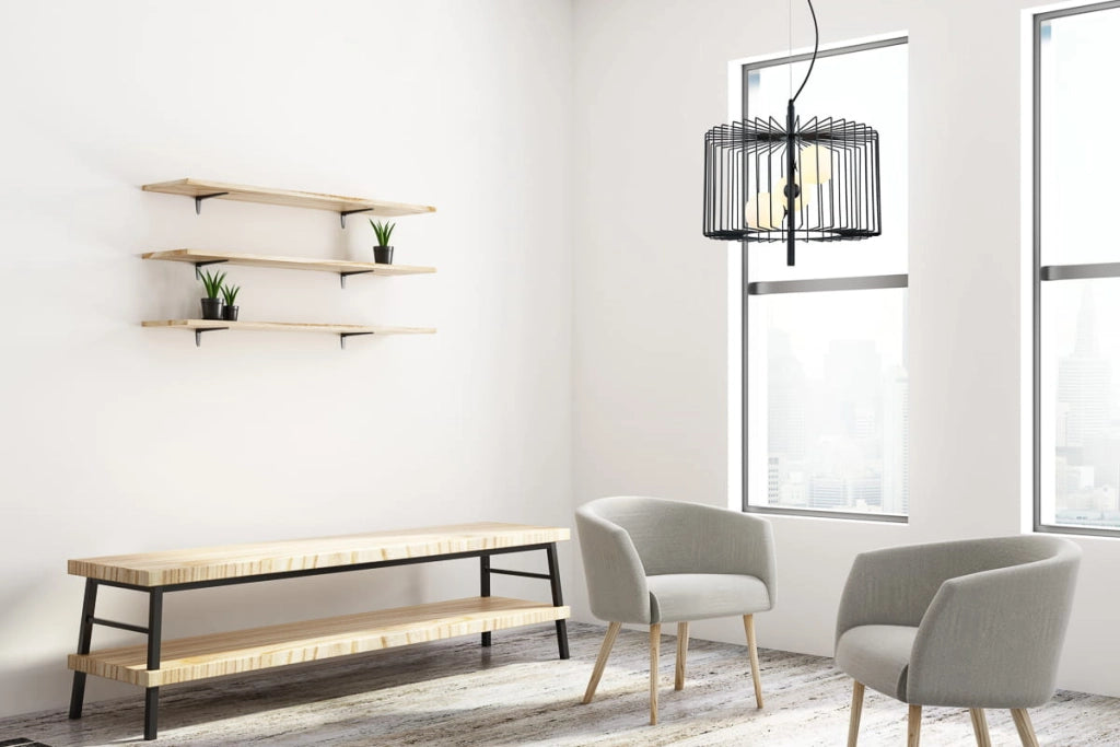 Lampadario Italux Daren moderno nero con vetro bianco 3xG9