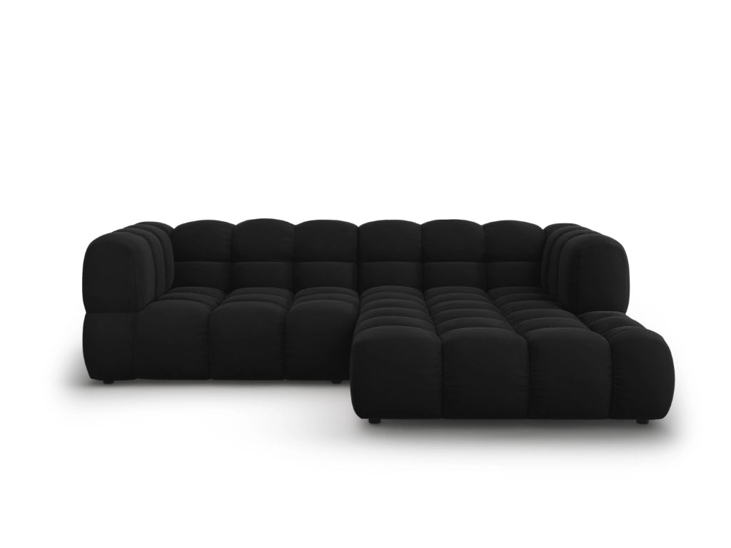 Cosmopolitan Design - Divano angolare modulare destro "Sky" 3 posti in velluto nero 
