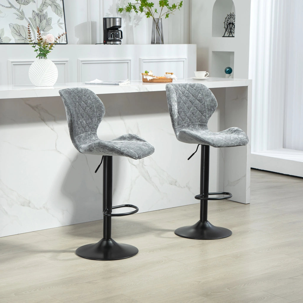 Sgabelli da Bar Regolabili in Altezza con Schienale ¨C Minimal ¨C Grigio