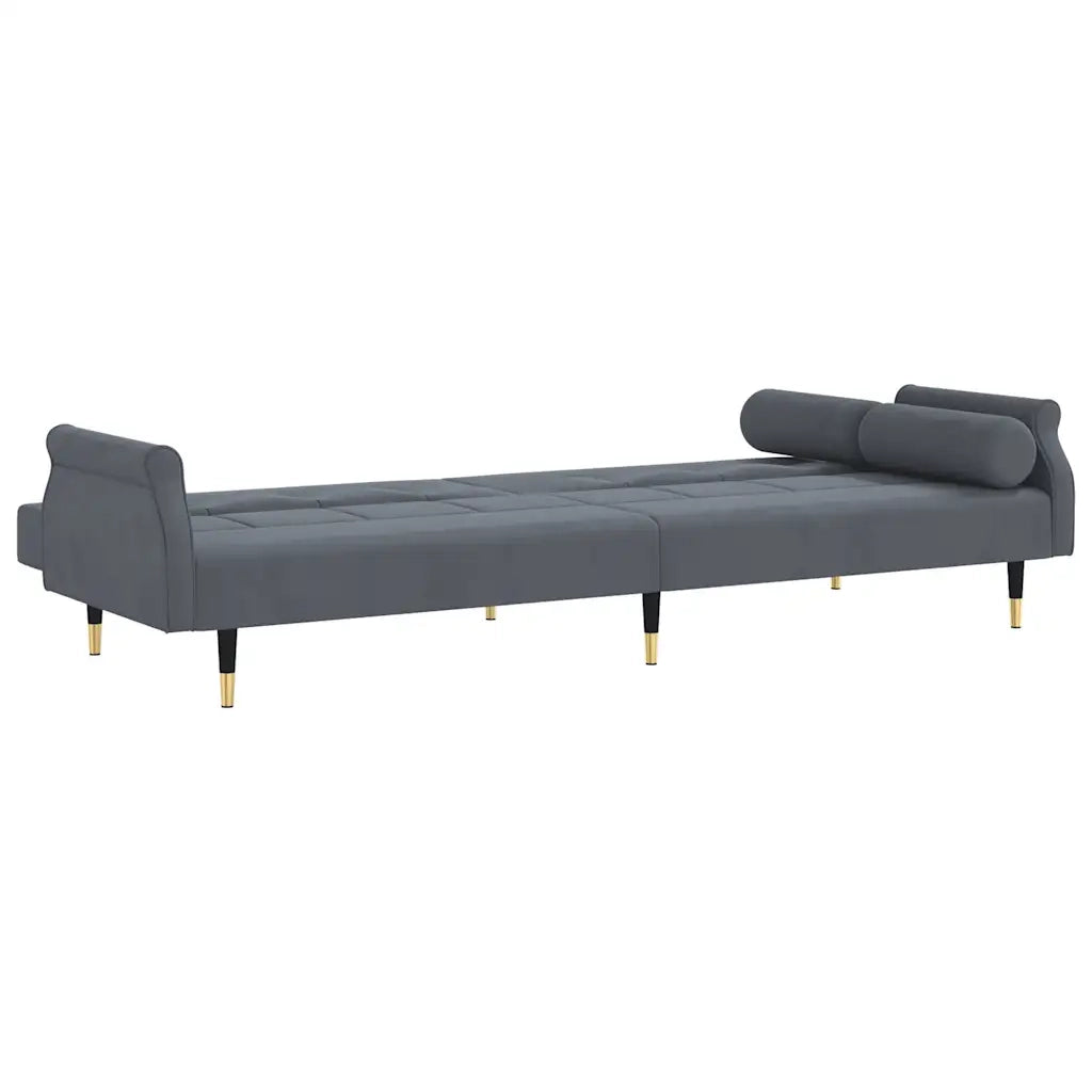 Divano Letto con Cuscini-Sofa Letto-Daybed Grigio Scuro in Velluto